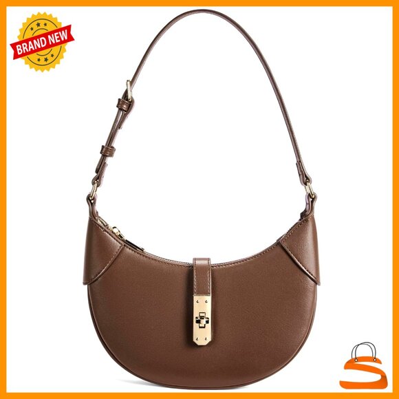 Handbags - Small Vegan Leather Shoulder Bag Crescent Moon Hobo Purse Adjustable Strap